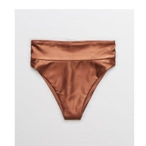 Bronze Aerie Shine High Cut Cheeky Bikini Bottom